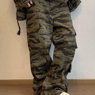 Pantalones Overol Camouflage con Bolsillos Hombre Corte Recto