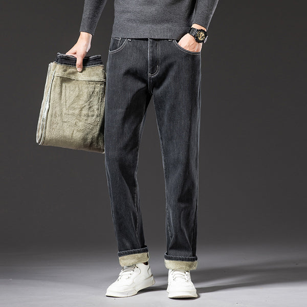 Jeans Rectos Holgados de Tiro Medio con Elasticidad para Hombre