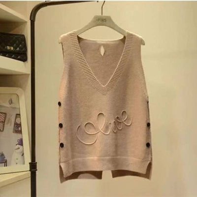 Chaleco de Punto Suelto para Mujer Talla Grande con Botones - Image 3