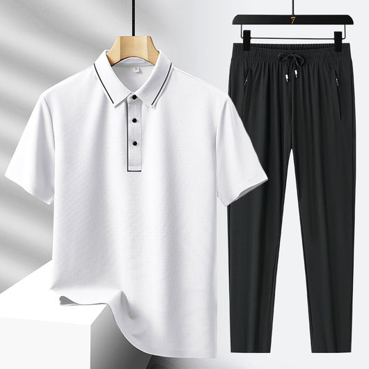 Conjunto Deportivo Polo y Pantalón Ice Silk sin Costuras - Lujo Ligero - Image 4