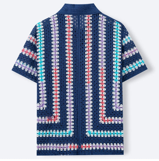 Cardigan Hueco de Manga Corta para Hombre - Tejido Soluble en Agua - Image 12