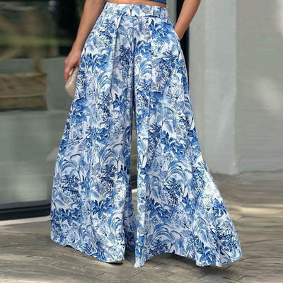 Conjunto Elegante: Blusa Manga Abullonada con Pantalón Ancho Estampado - Image 5