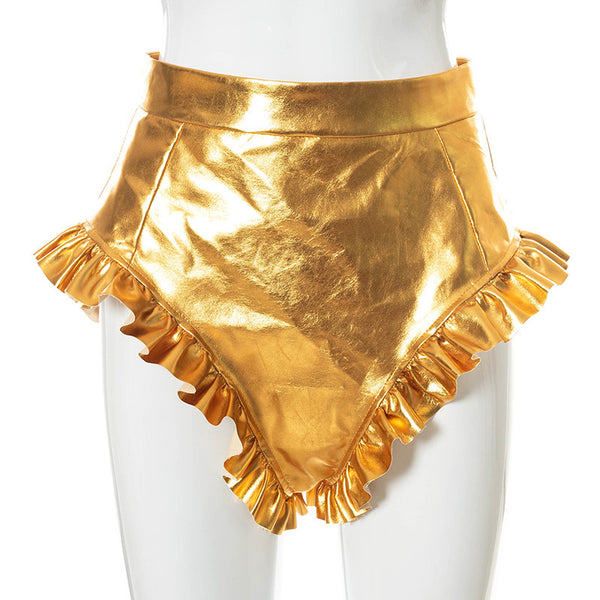 Shorts de Cuero PU para Mujer con Detalles de Madera - Image 9