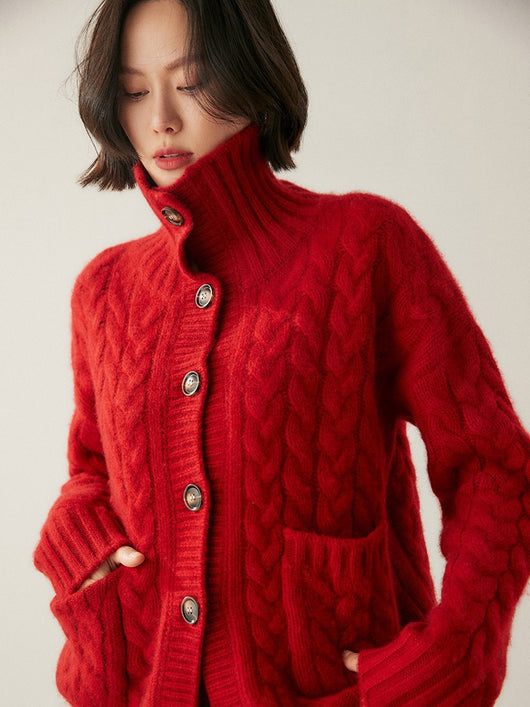 Cardigan Tipo Cuello Alto en Cashmere Estilo Francés para Mujer - Image 13