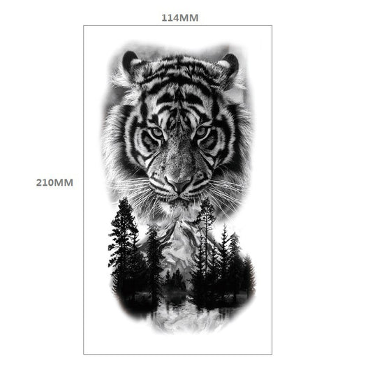 Tatuaje Temporal Transferible - Patrón Animal Tigre y León Media Manga - Image 45