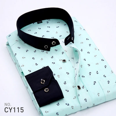 Camisa Estampada de Manga Larga Estilo Coreano para Hombre - Image 8