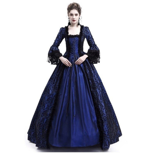 Traje de Corte Medieval Elegante con Trompetas Bordadas - Image 6