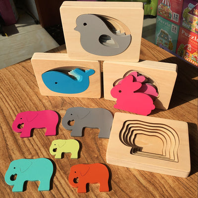 Puzzle de Animales Grandes de Madera Multicapa Reforzada para Niños