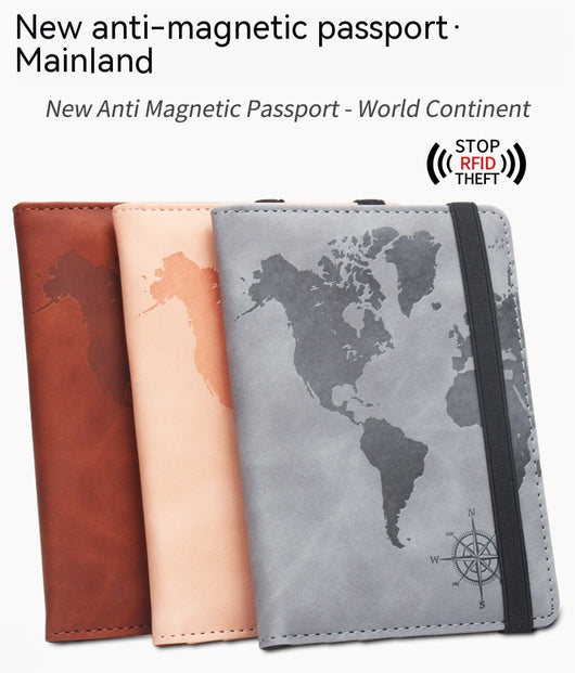 Cartera de Pasaporte con Mapa Mundial, Protección Antimagnética y Múltiples Compartimentos - Image 19