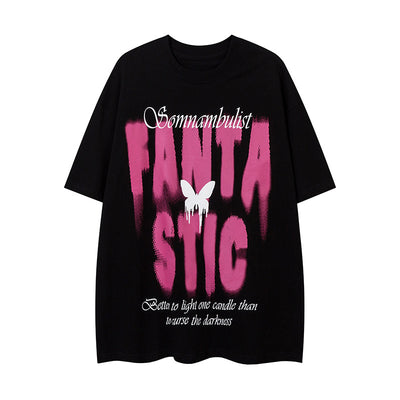 Playera Holgada Mariposas y Letras para Hombre - Comodidad de Verano - Image 5