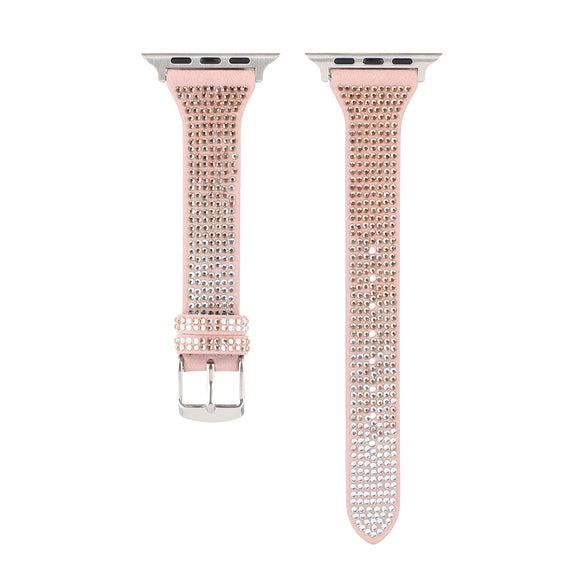 Correa de Reloj en Cuero con Diamantes y Hebilla T Elegante