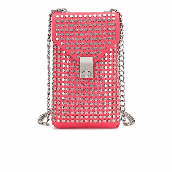 Bolso Bandolera de Cuero Suave con Cadena y Remaches