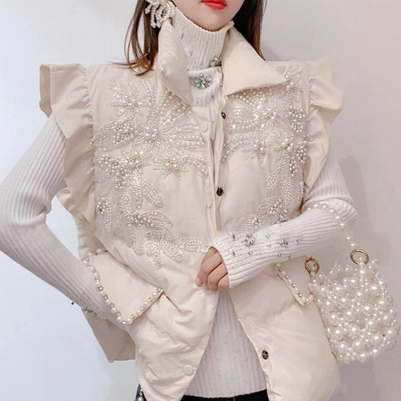 Chaleco Acolchado de Algodón con Plumas para Mujer - Diseño Suelto y Cálido