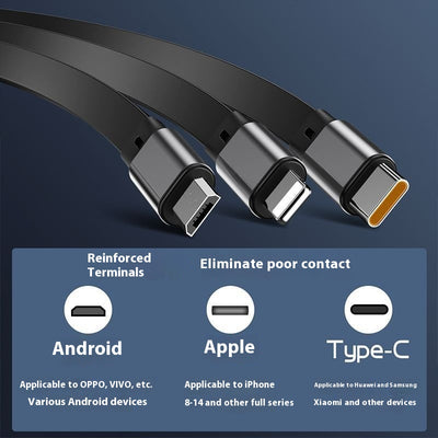 Cable de Carga Rápida 3 en 1 - 100W con Conector Telescópico - Image 2