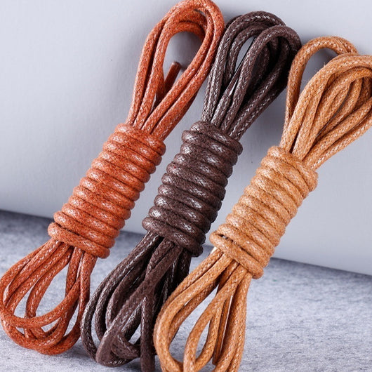 Cordones de Bota de Cuerda Encerada Redonda para Zapatos de Cuero - Un Par