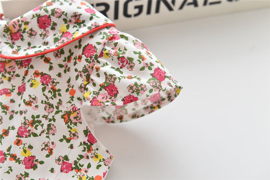 Vestido Infantil Floral con Mangas Volantes y Cuello Solapa - Image 11
