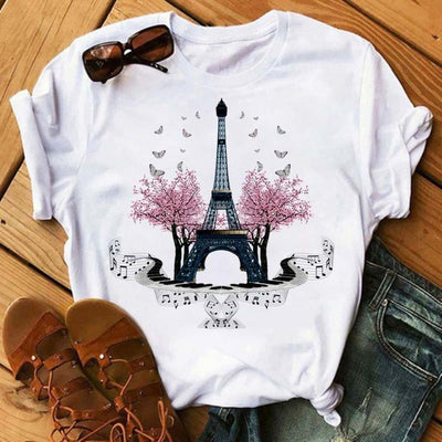 Blusa Romántica de Manga Corta para Mujer con Estampado I LOVET - Image 6