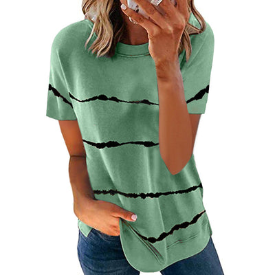 Blusa Rayada Suelta de Manga Corta - Image 21