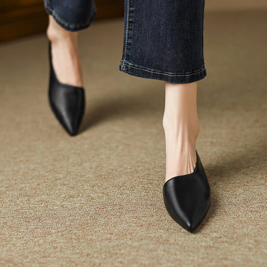 Zapatos de Tacón Bajo Estilo Retro Francés en Cuero Genuino para Mujer - Image 11