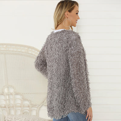 Abrigo Cardigan Largo de Mujer Otoño con Tela Felpa Premium - Image 12