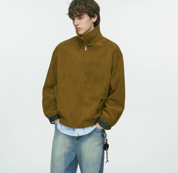 Chaqueta de Pana Estilo Granero Retro Americano con Cuello Tipo Camisero