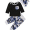 Conjunto Infantil 3 Peças: Camiseta Manga Longa + Calça Camuflada + Gorro