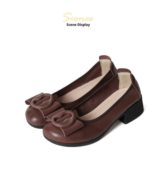 Zapatos Tipo Mocasín de Cuero Auténtico con Tacón Medio para Mujer - Image 17