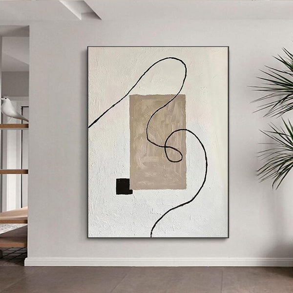 Cuadro Minimalista Blanco y Negro - Arte Abstracto para Sala de Estar