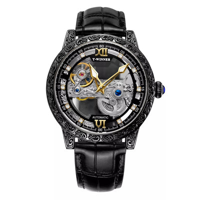 Reloj Mecánico Automático Vintage para Hombre con Grabado Artesanal - Image 3