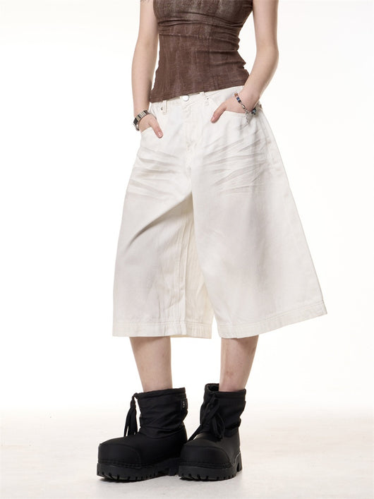Jumpsuit Vaquero Cropped Vintage Efecto Desgastado Pierna Ancha - Image 5