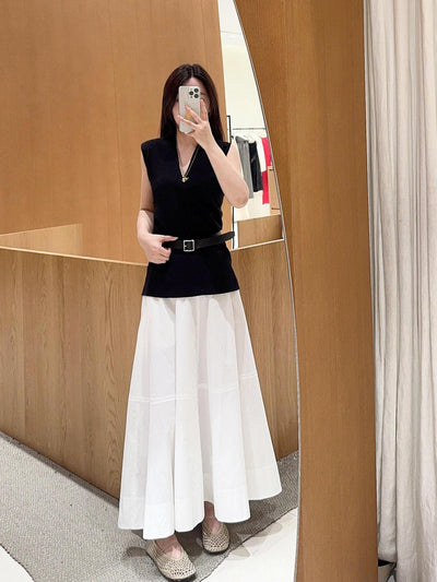 Traje Falda Blusa Sin Mangas Mujer Casual Elegante - Image 13