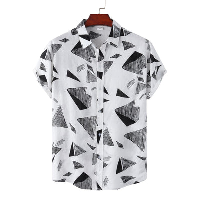 Camisa Retro Holgada de Manga Corta para Hombre Talla Grande - Image 14