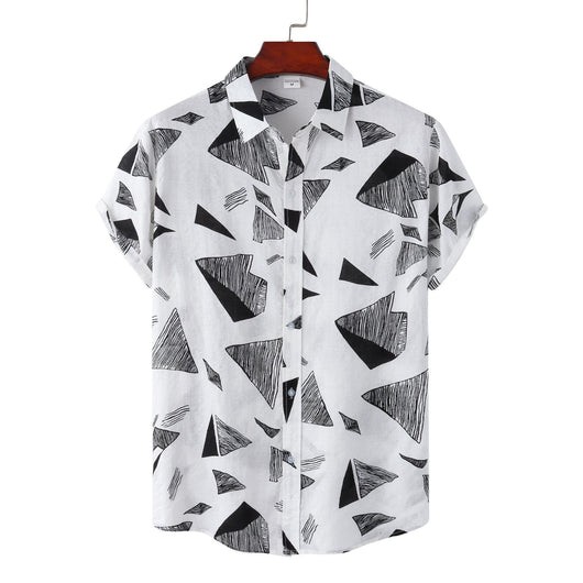 Camisa Retro Holgada de Manga Corta para Hombre Talla Grande - Image 14