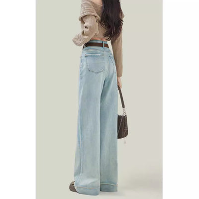 Pantalones Vaqueros Rectos Cintura Alta Color Claro Mujer - Image 5