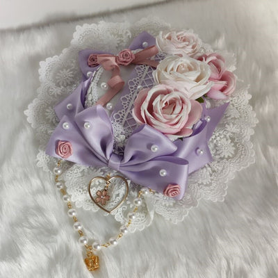 Sombrero Lolita Dulce con Encaje, Perlas y Moño - Image 9