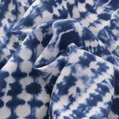 Pañuelo Tie-Dye Azul y Blanco de Algodón y Lino - Protección Solar Retro para Viajes - Image 35