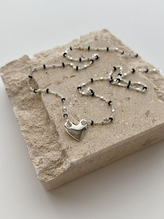 Collar de Plata 925 con Dije de Corazón y Cruz en Esmalte Negro - Image 11