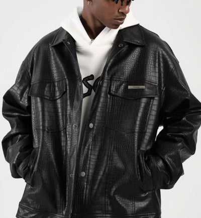 Chaqueta de Cuero PU Estilo Biker Retro Americano Unisex - Image 9