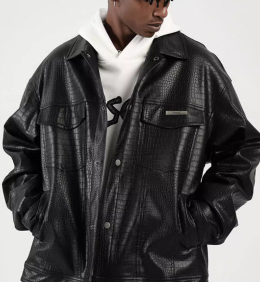 Chaqueta de Cuero PU Estilo Biker Retro Americano Unisex - Image 9