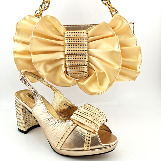 Conjunto Elegante: Tacones Altos de Boca de Pez PU con Bolso Clutch de Moño - Image 5