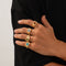 Anillo de Hombre Plisado en Metal Lava con Gema - Estilo Europeo y Americano