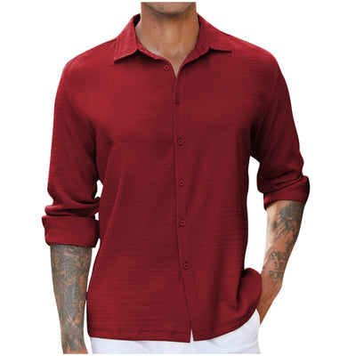 Camisa Casual para Hombre con Cuello Vuelto y Efecto Bubble - Image 9