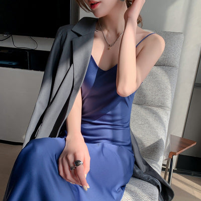 Vestido Largo Temperamento Francés para Mujer con Tirantes - Image 6