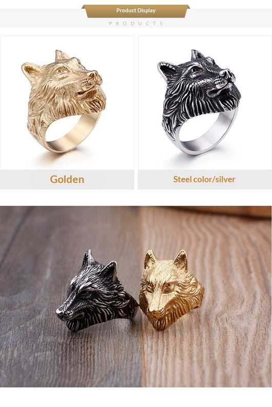 Anillo de Cabeza de Lobo Audaz para Hombres - Image 10