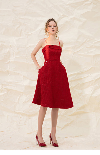 Vestido Tweed Perla con Tirante Retro para Mujer - Image 10