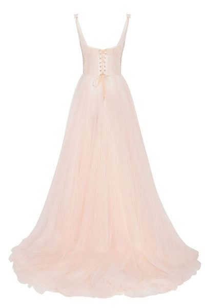 Vestido de Novia Color Champagne con Tirantes - Image 3