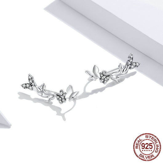 Aretes de Plata con Mariposa y Circonita para Mujer - Image 8