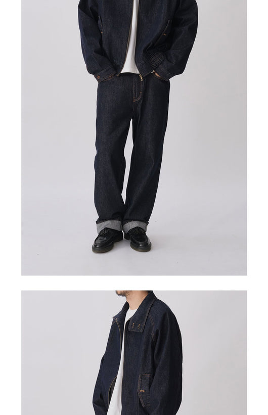 Chaqueta Denim Azul Profundo con Cierre para Hombre - Primavera Verano - Image 8