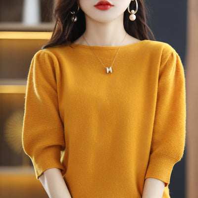 Blusa Suelta de Cuello Redondo Manga Corta Siete Puntos para Mujer - Image 2