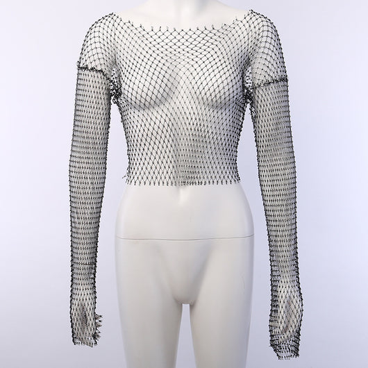 Blusa de Malla con Detalles Perforados y Cortes Estratégicos - Image 3